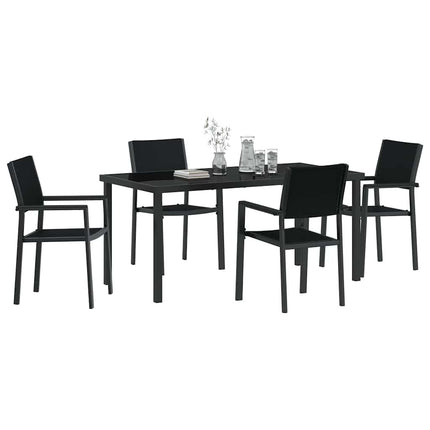 Trädgårdsmöbelset 5 pcs Svart Pulverlackerat stål