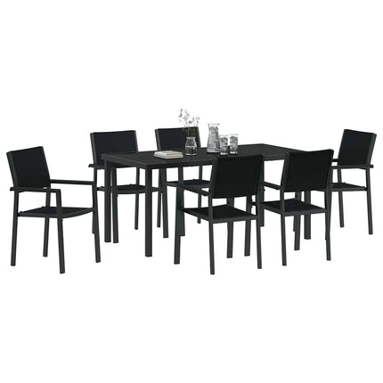 Trädgårdsmöbelset 7 pcs Svart Pulverlackerat stål