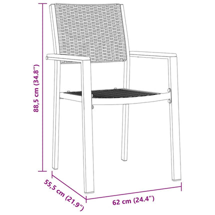 Trädgårdsmöbelset 7 pcs Svart Pulverlackerat stål