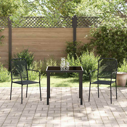 Trädgårdsmöbelset 3 pcs Svart Pulverlackerat stål