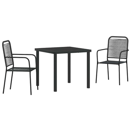 Trädgårdsmöbelset 3 pcs Svart Pulverlackerat stål