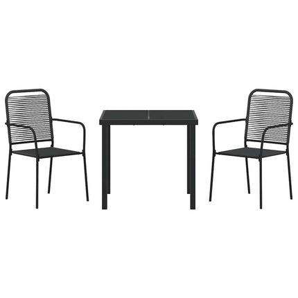 Trädgårdsmöbelset 3 pcs Svart Pulverlackerat stål