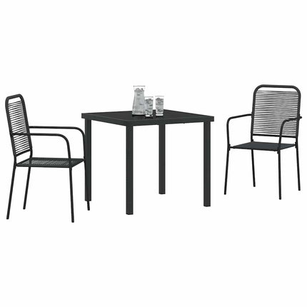 Trädgårdsmöbelset 3 pcs Svart Pulverlackerat stål