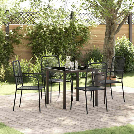 Trädgårdsmöbelset 5 pcs Svart Pulverlackerat stål
