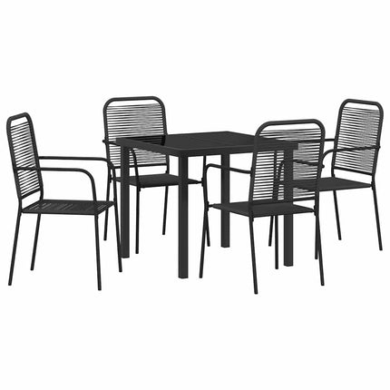 Trädgårdsmöbelset 5 pcs Svart Pulverlackerat stål
