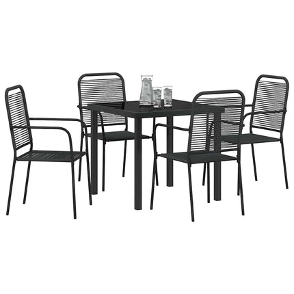 Trädgårdsmöbelset 5 pcs Svart Pulverlackerat stål