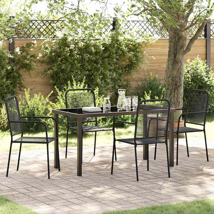 Trädgårdsmöbelset 5 pcs Svart Pulverlackerat stål
