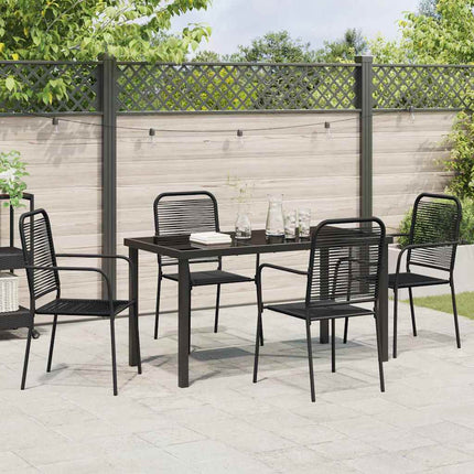 Trädgårdsmöbelset 5 pcs Svart Pulverlackerat stål