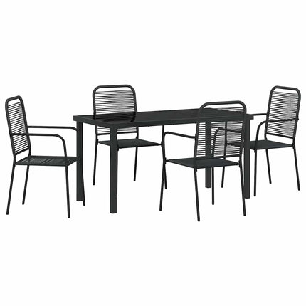 Trädgårdsmöbelset 5 pcs Svart Pulverlackerat stål