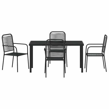 Trädgårdsmöbelset 5 pcs Svart Pulverlackerat stål