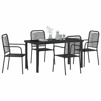 Trädgårdsmöbelset 5 pcs Svart Pulverlackerat stål