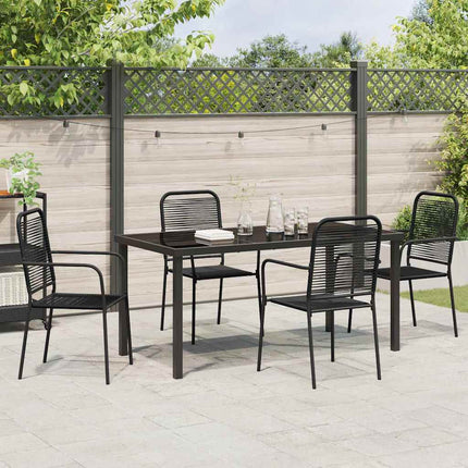Trädgårdsmöbelset 5 pcs Svart Pulverlackerat stål