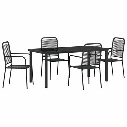 Trädgårdsmöbelset 5 pcs Svart Pulverlackerat stål