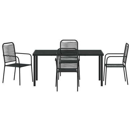 Trädgårdsmöbelset 5 pcs Svart Pulverlackerat stål