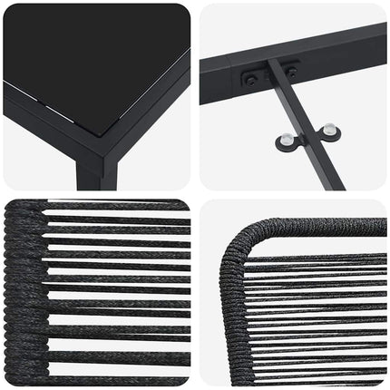 Trädgårdsmöbelset 7 pcs Svart Pulverlackerat stål