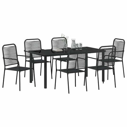 Trädgårdsmöbelset 7 pcs Svart Pulverlackerat stål