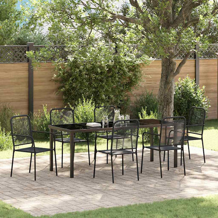 Trädgårdsmöbelset 7 pcs Svart Pulverlackerat stål