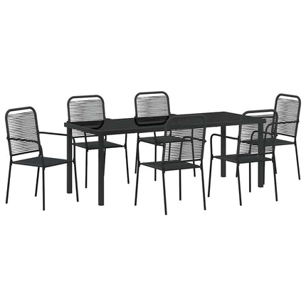 Trädgårdsmöbelset 7 pcs Svart Pulverlackerat stål