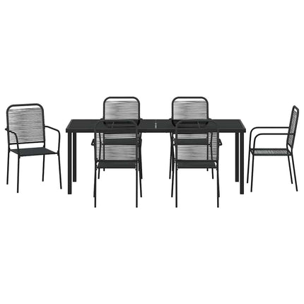 Trädgårdsmöbelset 7 pcs Svart Pulverlackerat stål
