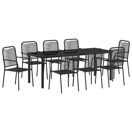 Trädgårdsmöbelset 9 pcs Svart Pulverlackerat stål