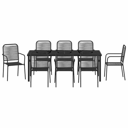 Trädgårdsmöbelset 9 pcs Svart Pulverlackerat stål