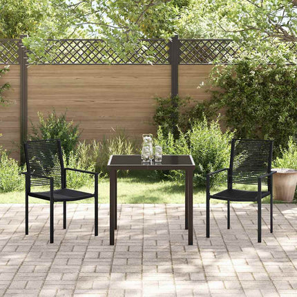 Trädgårdsmöbelset 3 pcs Svart Pulverlackerat stål