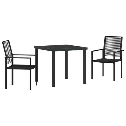 Trädgårdsmöbelset 3 pcs Svart Pulverlackerat stål