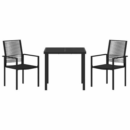 Trädgårdsmöbelset 3 pcs Svart Pulverlackerat stål