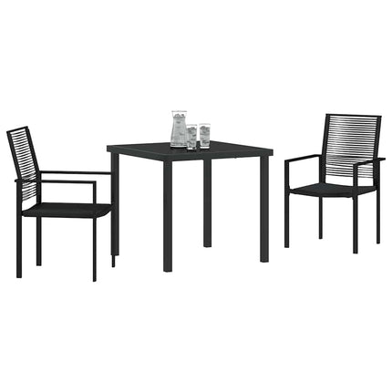 Trädgårdsmöbelset 3 pcs Svart Pulverlackerat stål
