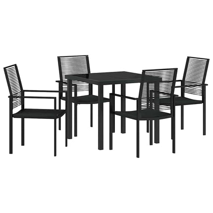 Trädgårdsmöbelset 5 pcs Svart Pulverlackerat stål