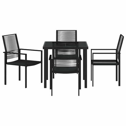Trädgårdsmöbelset 5 pcs Svart Pulverlackerat stål
