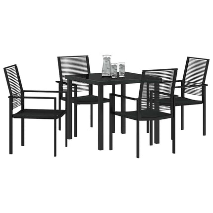 Trädgårdsmöbelset 5 pcs Svart Pulverlackerat stål