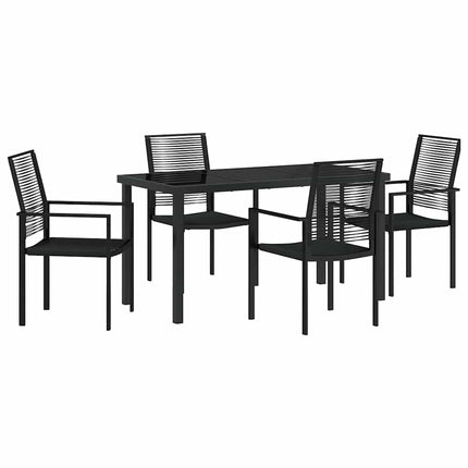 Trädgårdsmöbelset 5 pcs Svart Pulverlackerat stål