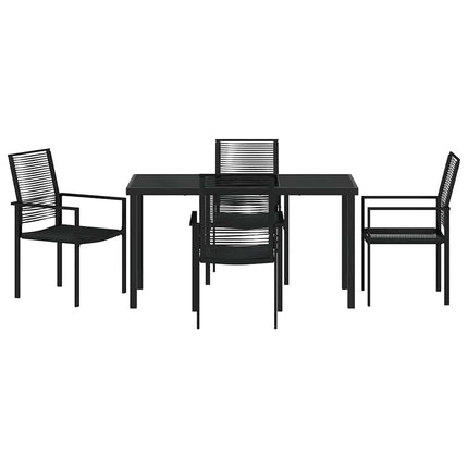 Trädgårdsmöbelset 5 pcs Svart Pulverlackerat stål