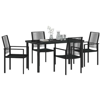 Trädgårdsmöbelset 5 pcs Svart Pulverlackerat stål
