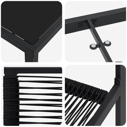 Trädgårdsmöbelset 5 pcs Svart Pulverlackerat stål