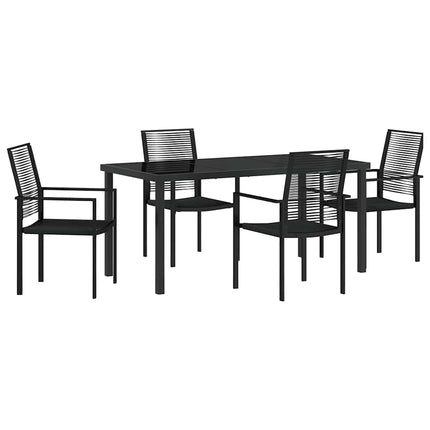 Trädgårdsmöbelset 5 pcs Svart Pulverlackerat stål