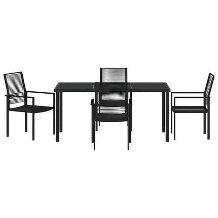 Trädgårdsmöbelset 5 pcs Svart Pulverlackerat stål
