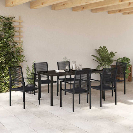 Trädgårdsmöbelset 7 pcs Svart Pulverlackerat stål