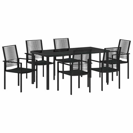 Trädgårdsmöbelset 7 pcs Svart Pulverlackerat stål
