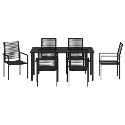 Trädgårdsmöbelset 7 pcs Svart Pulverlackerat stål