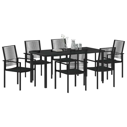 Trädgårdsmöbelset 7 pcs Svart Pulverlackerat stål