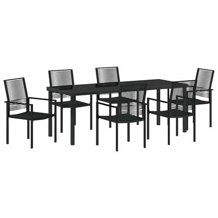 Trädgårdsmöbelset 7 pcs Svart Pulverlackerat stål