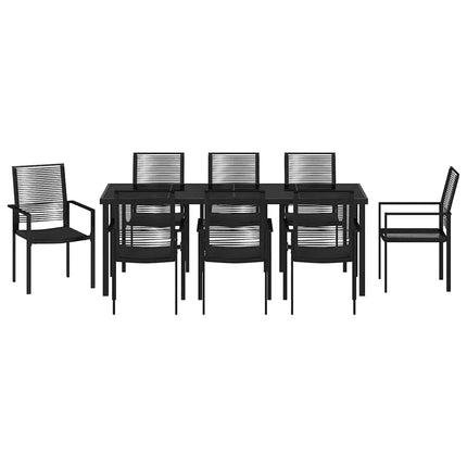 Trädgårdsmöbelset 9 pcs Svart Pulverlackerat stål