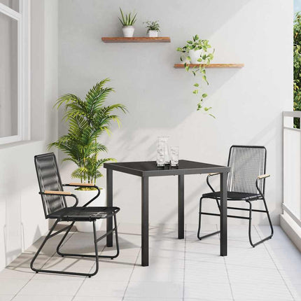 Trädgårdsmöbelset 3 pcs Svart Pulverlackerat stål