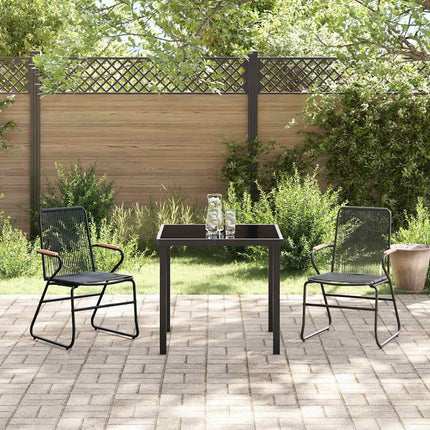 Trädgårdsmöbelset 3 pcs Svart Pulverlackerat stål