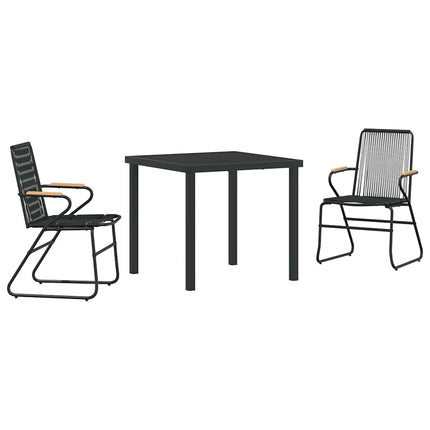 Trädgårdsmöbelset 3 pcs Svart Pulverlackerat stål