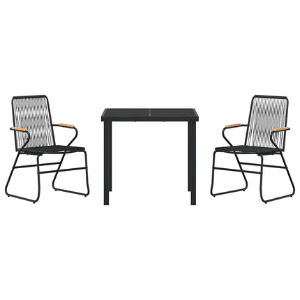 Trädgårdsmöbelset 3 pcs Svart Pulverlackerat stål