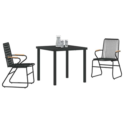 Trädgårdsmöbelset 3 pcs Svart Pulverlackerat stål