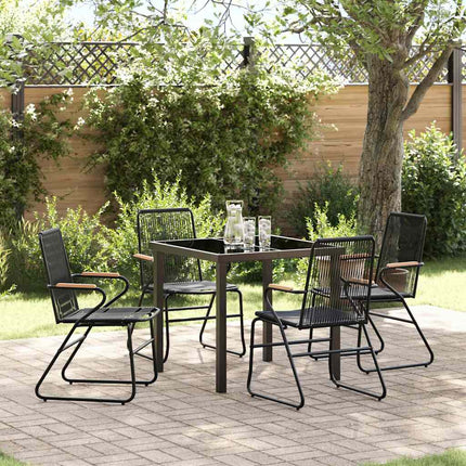 Trädgårdsmöbelset 5 pcs Svart Pulverlackerat stål